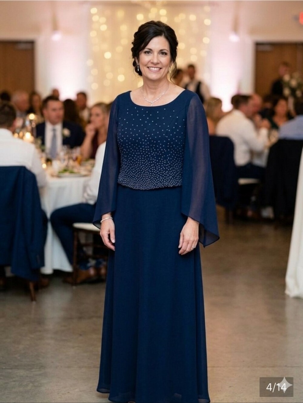 Vintage Loriann Montreal Embellished Navy Chiffon 2-PC dress Size 10